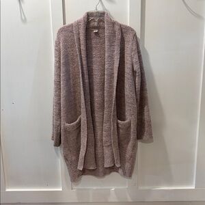 Barefoot Dreams Cozy Chic Knit Open Cardigan Pockets Light Pinkish Long Sleeve